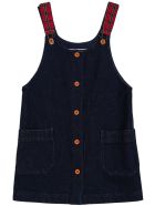 Philosophy di Lorenzo Serafini Kids Blue Denim Dress With Check Shoulder Straps Philosophy di Lorenzo Serafini Kids Blue Denim Dress With Check Shoulder Straps - Blu