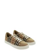 Burberry Albridge L - Trainer With Vintage Check Pattern And Leather Inserts Burberry Albridge L - Trainer With Vintage Check Pattern And Leather Inserts - Archive Beige