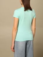 Armani Exchange T-shirt Half Sleeve Crewneck Sequin Logo Writing Armani Collezioni Armani Exchange T-shirt Half Sleeve Crewneck Sequin Logo Writing - Water