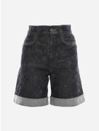 Chloé Stretch Cotton Shorts With East-west Embroidery Chloé Stretch Cotton Shorts With East-west Embroidery - Grey