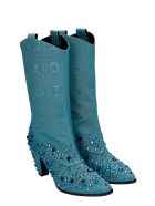 Gucci Texan Ankle Boots In Green Polyester Gucci Texan Ankle Boots In Green Polyester - green