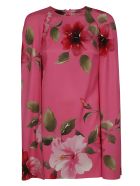 Valentino Floral Print Short Dress Valentino Floral Print Short Dress - Shocking Pink/Multicolor