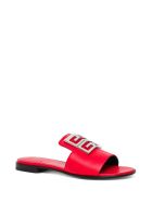 Givenchy 4g Flat Sandals In Red Leather Givenchy 4g Flat Sandals In Red Leather - Red