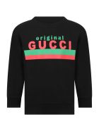 Gucci Black Sweatshirt For Kids With Logo Gucci Black Sweatshirt For Kids With Logo