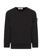 Stone Island Junior Black Sweatshirt For Boy With Iconic Compass Stone Island Junior Black Sweatshirt For Boy With Iconic Compass - Black