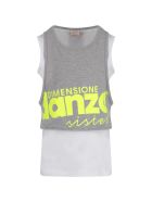 Dimensione Danza Grey And White Tank Top With Logo For Girl Dimensione Danza Grey And White Tank Top With Logo For Girl - Grey