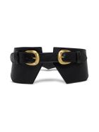 Federica Tosi Black Leather Belt With Double Buckle Federica Tosi Black Leather Belt With Double Buckle - Black