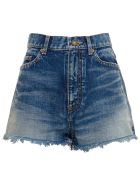 Saint Laurent Slim Fit Shorts With Fringed Bottom Saint Laurent Slim Fit Shorts With Fringed Bottom - Blu