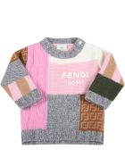 Fendi Multicolor Sweater For Baby Girl With Logo Fendi Multicolor Sweater For Baby Girl With Logo - Multicolor