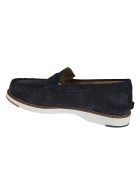 Tod's Exposed Stitching Logo Stamp Loafers Tod's Exposed Stitching Logo Stamp Loafers - Blue