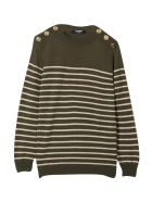 Balmain Unisex Striped Sweater Balmain Unisex Striped Sweater - Verde/oro