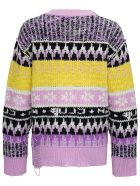 MSGM Multicolor Ikat Sweater With Ripped Inserts MSGM Multicolor Ikat Sweater With Ripped Inserts - Multicolor