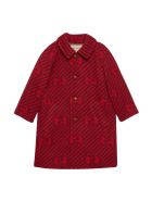 Gucci Red Coat With Logo And Stripes, Long Sleeve, Classic Collar And Frontal Closure Gucci Red Coat With Logo And Stripes, Long Sleeve, Classic Collar And Frontal Closure - Rosso