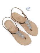 Fari Di Capri Jewel Flip Flops Sandals Dea Sandals Fari Di Capri Jewel Flip Flops Sandals - gunmetal, natural crystal