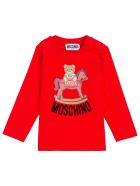 Moschino Long-sleeved Red Cottont-shirt With Teddy Bear Front Print Moschino Long-sleeved Red Cottont-shirt With Teddy Bear Front Print - Red