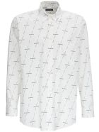 Balenciaga Cotton Shirt With Allover Logo Print Balenciaga Cotton Shirt With Allover Logo Print - White