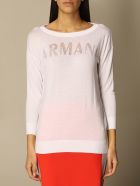 Armani Exchange Sweater Armani Exchange Crewneck Sweater In Cotton Blend Armani Collezioni Armani Exchange Sweater Armani Exchange Crewneck Sweater In Cotton Blend - White