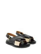 Marni Criss-cross Fussbett Calfskin Sandal Marni Criss-cross Fussbett Calfskin Sandal - Black/white