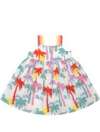 Stella McCartney Kids White Dress For Babygirl With Palm Trees Stella McCartney Kids White Dress For Babygirl With Palm Trees - Multicolor