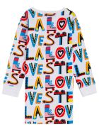 Stella McCartney Kids Cotton Dress With Multicolor Loves Print Stella McCartney Kids Cotton Dress With Multicolor Loves Print - White