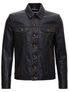 Saint Laurent Aged Leather Jacket - Brown