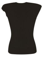 Balmain Button Embellished Sleeveless Knit Top Balmain Button Embellished Sleeveless Knit Top - Black