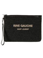 Saint Laurent Top Zip Knit Logo Clutch Saint Laurent Top Zip Knit Logo Clutch - Black