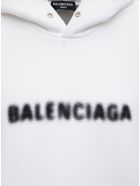 Balenciaga White Cotton Hoodie With Logo Balenciaga White Cotton Hoodie With Logo - White/black
