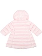 Moncler Pink "majeure" Jacket For Baby Girl With Logo Patch Moncler Pink "majeure" Jacket For Baby Girl With Logo Patch - Pink