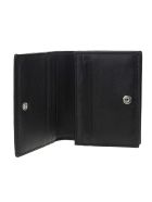 Black Folding Wallet In Textured Leather With Logo Balenciaga Black Folding Wallet In Textured Leather With Logo - Black/l white