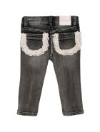 Monnalisa Black Jeans In Denim Monnalisa Black Jeans In Denim - Denim