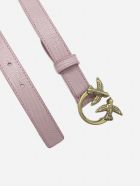 Pinko Leather Belt With Love Birds Buckle Pinko Leather Belt With Love Birds Buckle - Pink