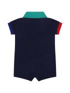 Ralph Lauren Blue Romper For Baby With Pony Logo Ralph Lauren Blue Romper For Baby With Pony Logo - Blue