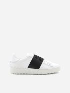 Valentino Garavani Open Sneakers In Leather With Contrasting Colored Band Valentino Garavani Open Sneakers In Leather With Contrasting Colored Band - White