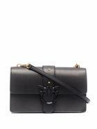 Pinko Black Leather Crossbody Bag With Chain Detail And Logo Pinko Black Leather Crossbody Bag With Chain Detail And Logo - Black