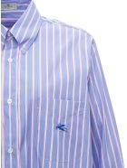 Etro Striped Cotton Poplin Shirt With Logo Etro Striped Cotton Poplin Shirt With Logo - Blu
