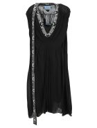 Prada Knit Detail Silk Dress Prada Knit Detail Silk Dress - BLACK