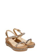 Christian Louboutin Pyraclou 60 Wedges In Beige Leather Christian Louboutin Pyraclou 60 Wedges In Beige Leather - beige
