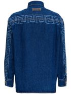 Versace Denim Shirt With Logo Print Versace Denim Shirt With Logo Print - Blu