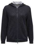 Brunello Cucinelli Grey Cotton And Silk Hoodie Brunello Cucinelli Grey Cotton And Silk Hoodie - Grey