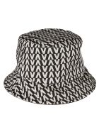 Stripe Patterned Logo Bucket Hat Valentino Garavani Stripe Patterned Logo Bucket Hat - Black and white