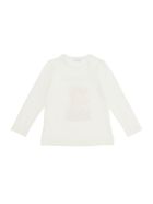 Monnalisa Long Sleeved Shirt With Teddy Bear Print Monnalisa Long Sleeved Shirt With Teddy Bear Print - White