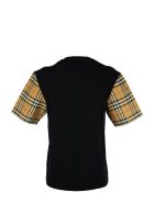 Burberry Serra - Vintage Check Sleeve Cotton T-shirt Burberry Serra - Vintage Check Sleeve Cotton T-shirt - Black