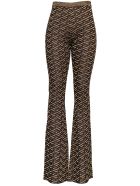 Versace Viscose Blend Flared Pants With Monogram Print Versace Viscose Blend Flared Pants With Monogram Print - Metallic