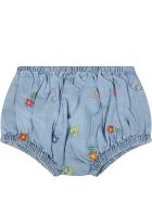 Stella McCartney Kids Light Blue Dress For Baby Girl With Flowers Stella McCartney Kids Light Blue Dress For Baby Girl With Flowers - Light Blue