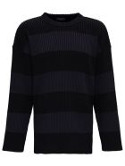 Balenciaga Bb Oversize Striped Cotton Sweater Balenciaga Bb Oversize Striped Cotton Sweater - Black
