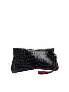 Christian Louboutin Black Cocco Printed Leather Loubitwist Clutch Bag Christian Louboutin Black Cocco Printed Leather Loubitwist Clutch Bag - BLACK