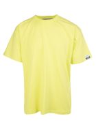 Man Lime-colored Artu' T-shirt With Black Writing Behind Golden Goose Man Lime-colored Artu' T-shirt With Black Writing Behind