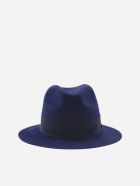 Ruslan Baginskiy Fedora Hat With Grosgrain Ribbon And Monogram Detail Ruslan Baginskiy Fedora Hat With Grosgrain Ribbon And Monogram Detail - Blue