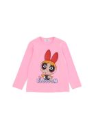 Monnalisa Long-sleeved Pink Cotton T-shrirt With Powerpuff Girls Print Monnalisa Long-sleeved Pink Cotton T-shrirt With Powerpuff Girls Print - Pink